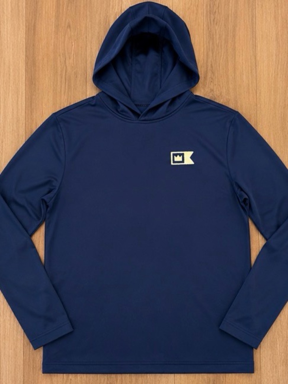 Crown & Ivy Boys Navy Hooded Performance Long-Sleeve Shirt